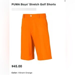 Puma Youth Golf Tech Shorts. Vibrant Orange. Size Youth Large. NWT.
